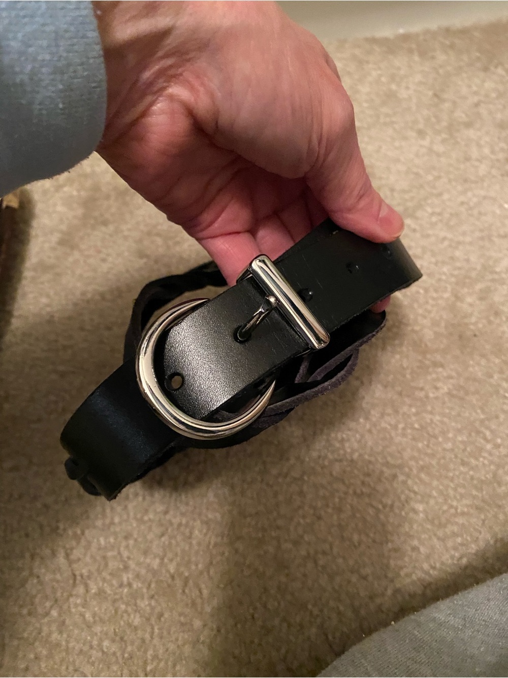 GAP Braided Leather Belt with Silver Buckle - Black